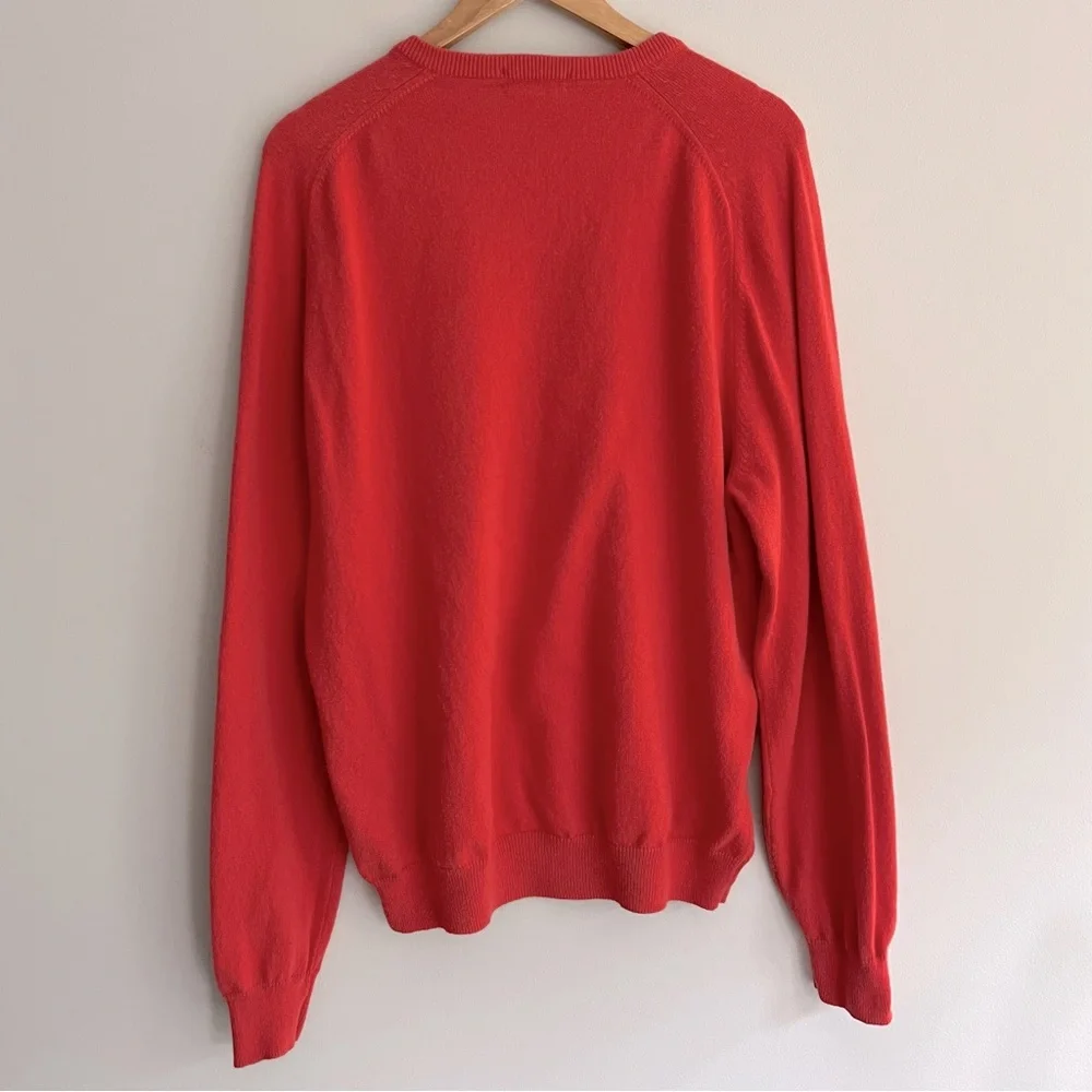 J. Crew Men's Vibrant Coral V-Neck Sweater Extra Large Tall
